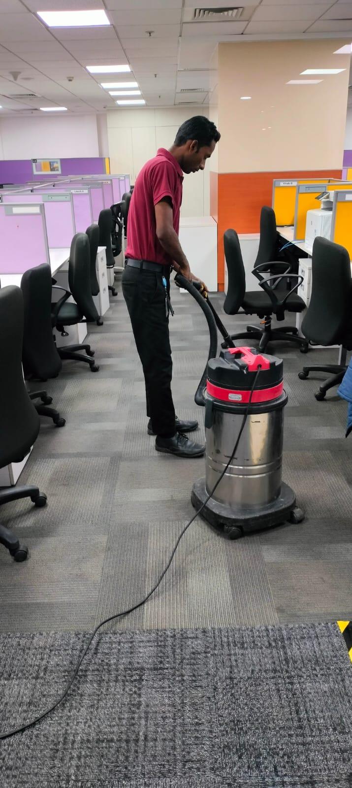 Professional carpet cleaning at a commercial office